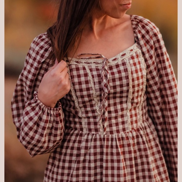 SOLD Berry gingham prairie dress from Shop Dahl - Picture 2 of 3